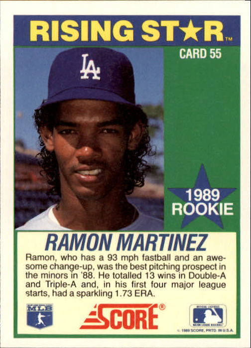 1989 Score Hottest 100 Rookies #55 Ramon Martinez back image