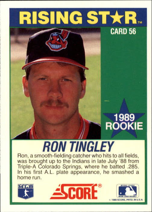 1989 Score Hottest 100 Rookies #56 Ron Tingley back image