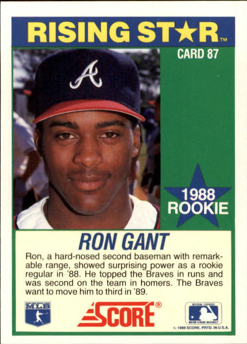 1989 Score Hottest 100 Rookies #87 Ron Gant back image