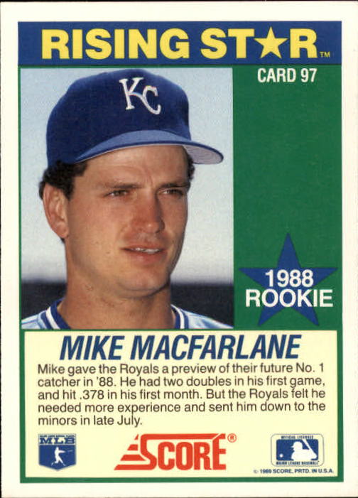 1989 Score Hottest 100 Rookies #97 Mike Macfarlane back image
