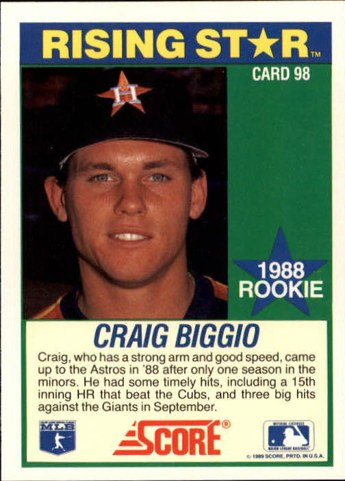 1989 Score Hottest 100 Rookies #98 Craig Biggio back image