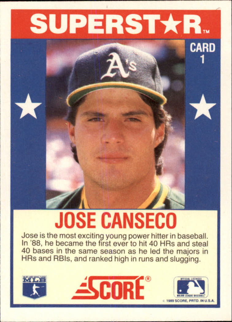 1989 Score Hottest 100 Stars #1 Jose Canseco back image