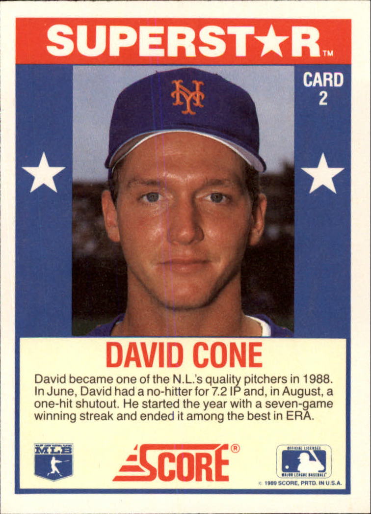 1989 Score Hottest 100 Stars #2 David Cone back image
