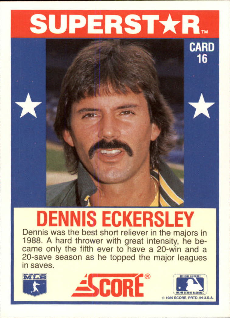 1989 Score Hottest 100 Stars #16 Dennis Eckersley back image
