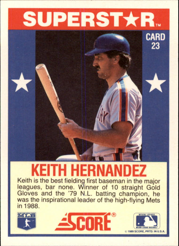 1989 Score Hottest 100 Stars #23 Keith Hernandez back image
