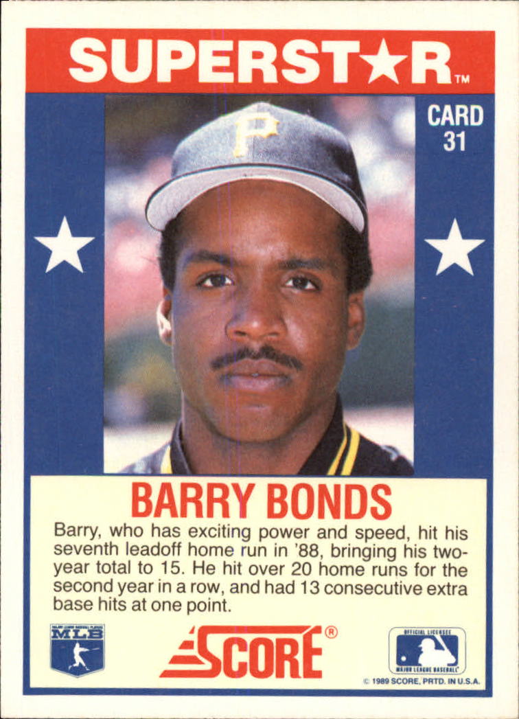 1989 Score Hottest 100 Stars #31 Barry Bonds back image