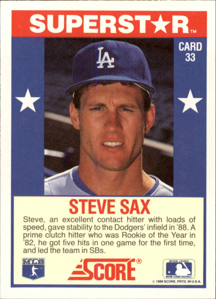 1989 Score Hottest 100 Stars #33 Steve Sax back image