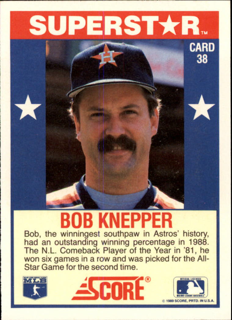 1989 Score Hottest 100 Stars #38 Bob Knepper back image