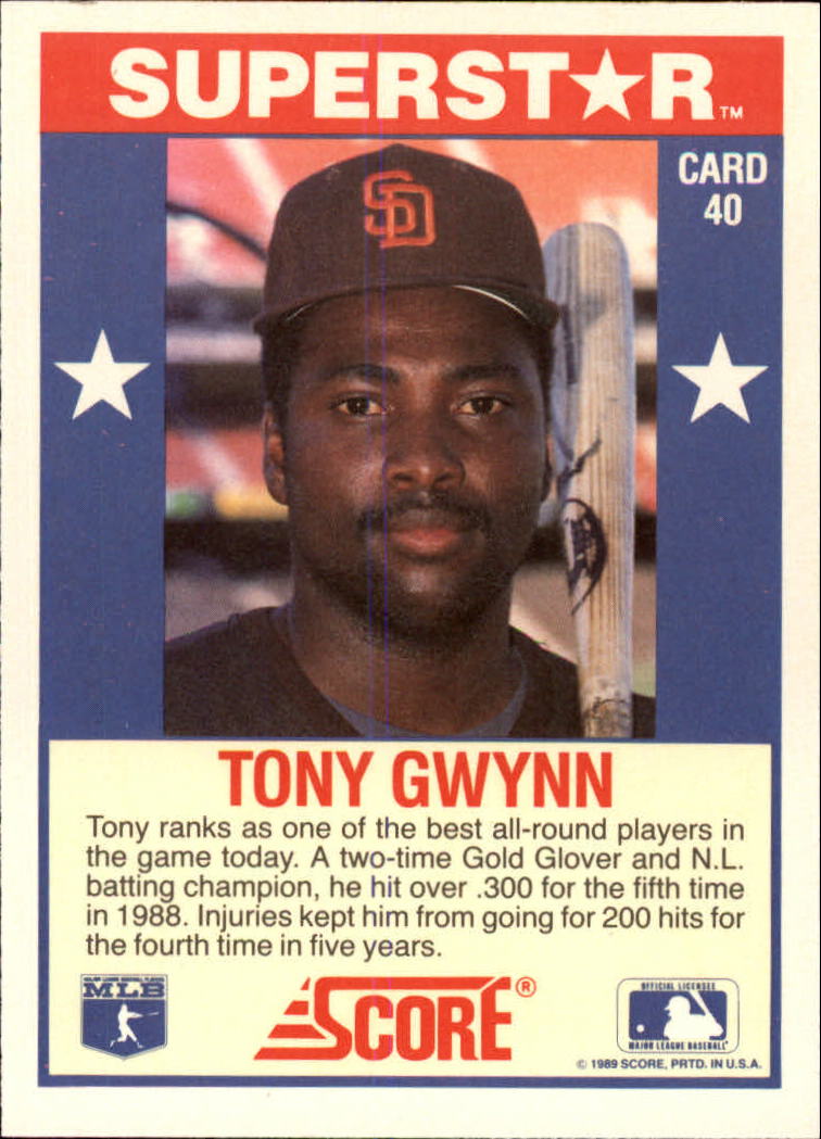 1989 Score Hottest 100 Stars #40 Tony Gwynn back image