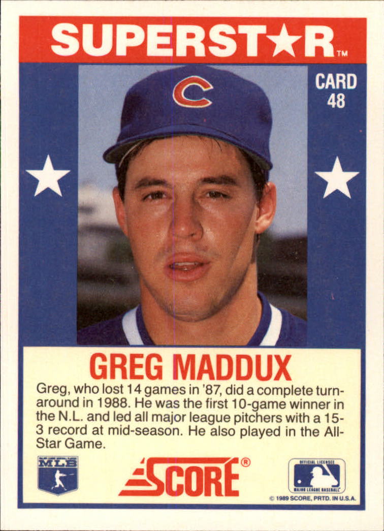 1989 Score Hottest 100 Stars #48 Greg Maddux back image