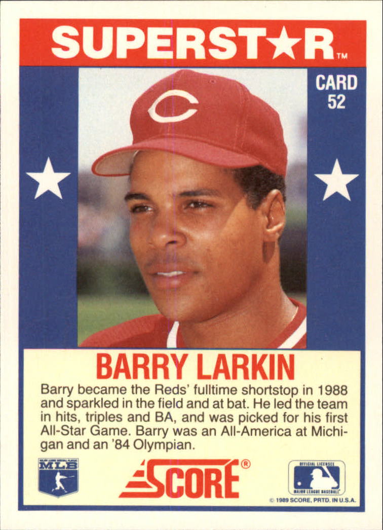 1989 Score Hottest 100 Stars #52 Barry Larkin back image
