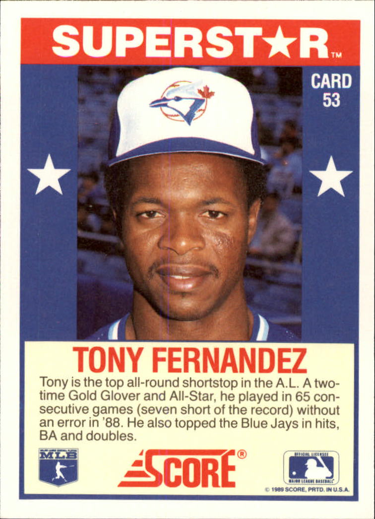 1989 Score Hottest 100 Stars #53 Tony Fernandez back image