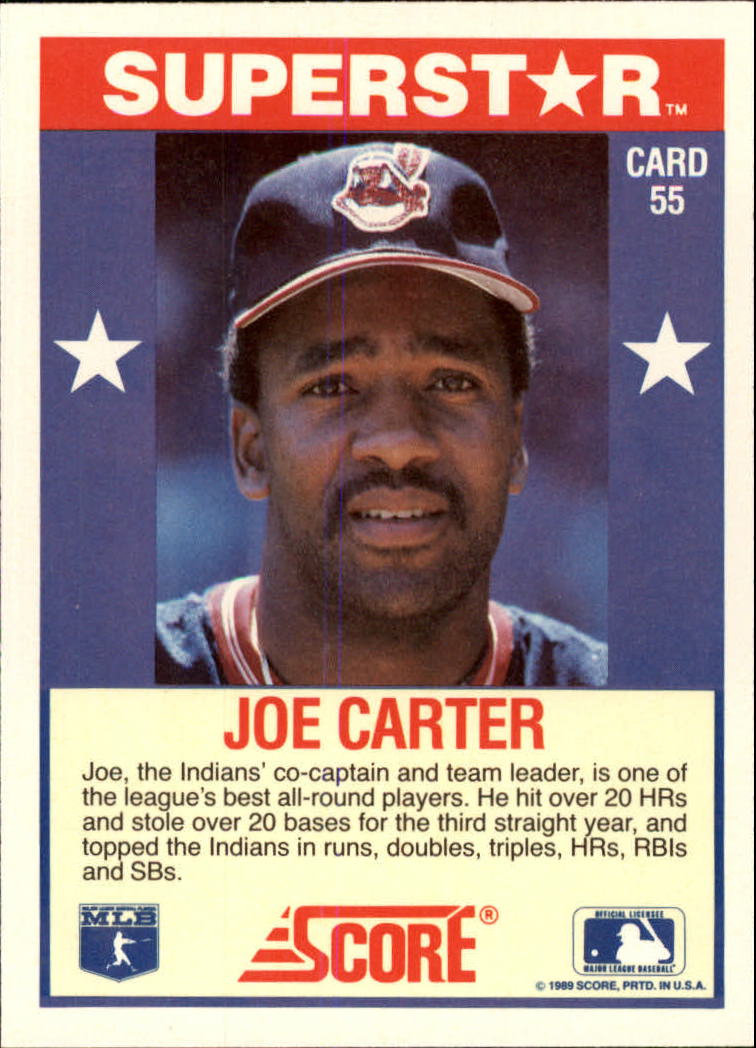 1989 Score Hottest 100 Stars #55 Joe Carter back image