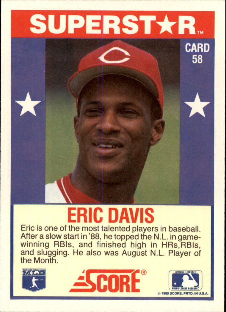 1989 Score Hottest 100 Stars #58 Eric Davis back image