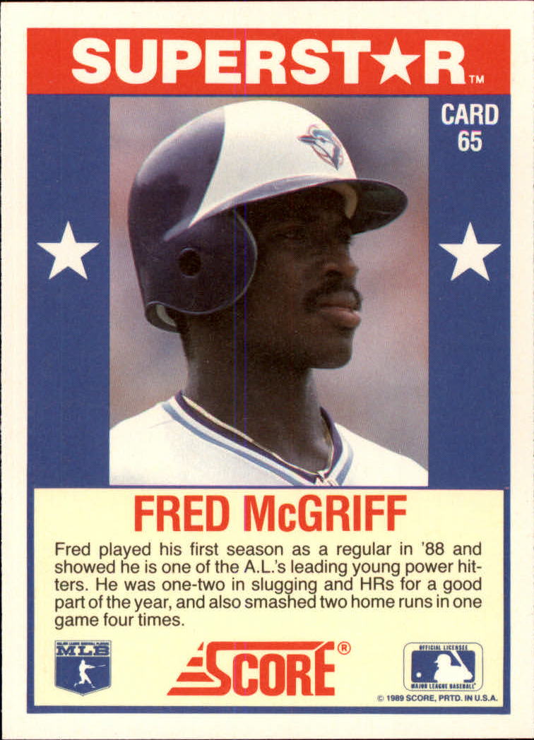 1989 Score Hottest 100 Stars #65 Fred McGriff back image