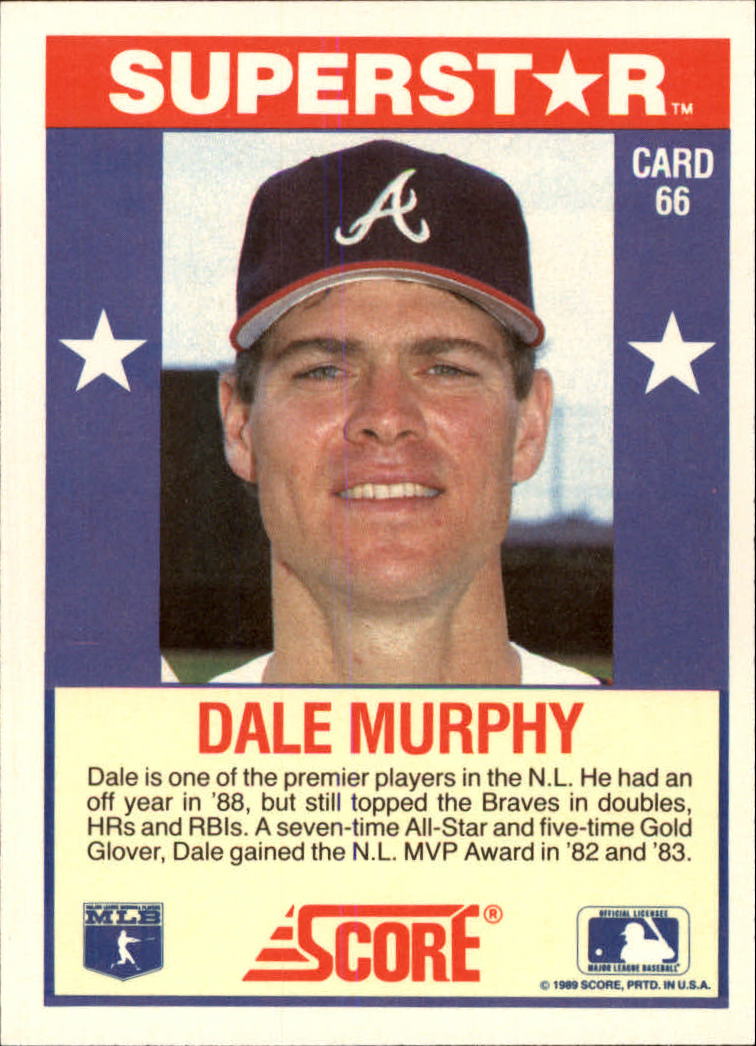 1989 Score Hottest 100 Stars #66 Dale Murphy back image