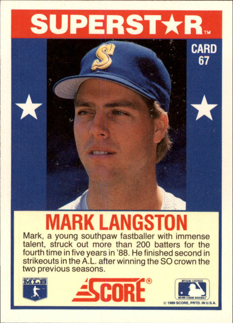1989 Score Hottest 100 Stars #67 Mark Langston back image