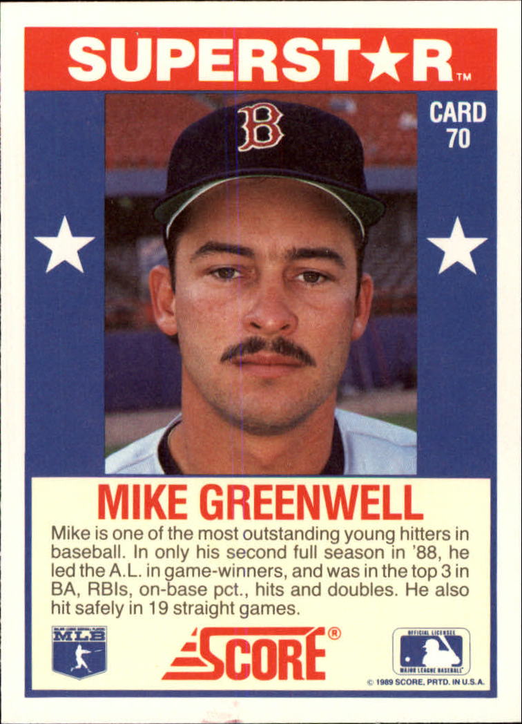1989 Score Hottest 100 Stars #70 Mike Greenwell back image