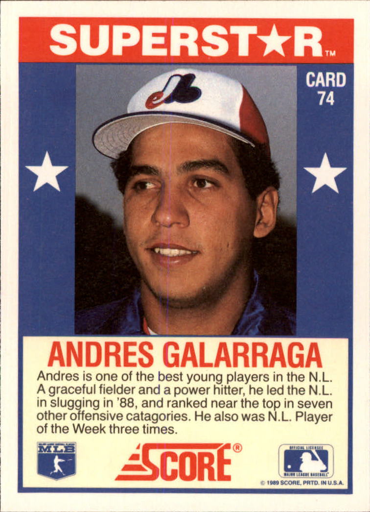 1989 Score Hottest 100 Stars #74 Andres Galarraga back image