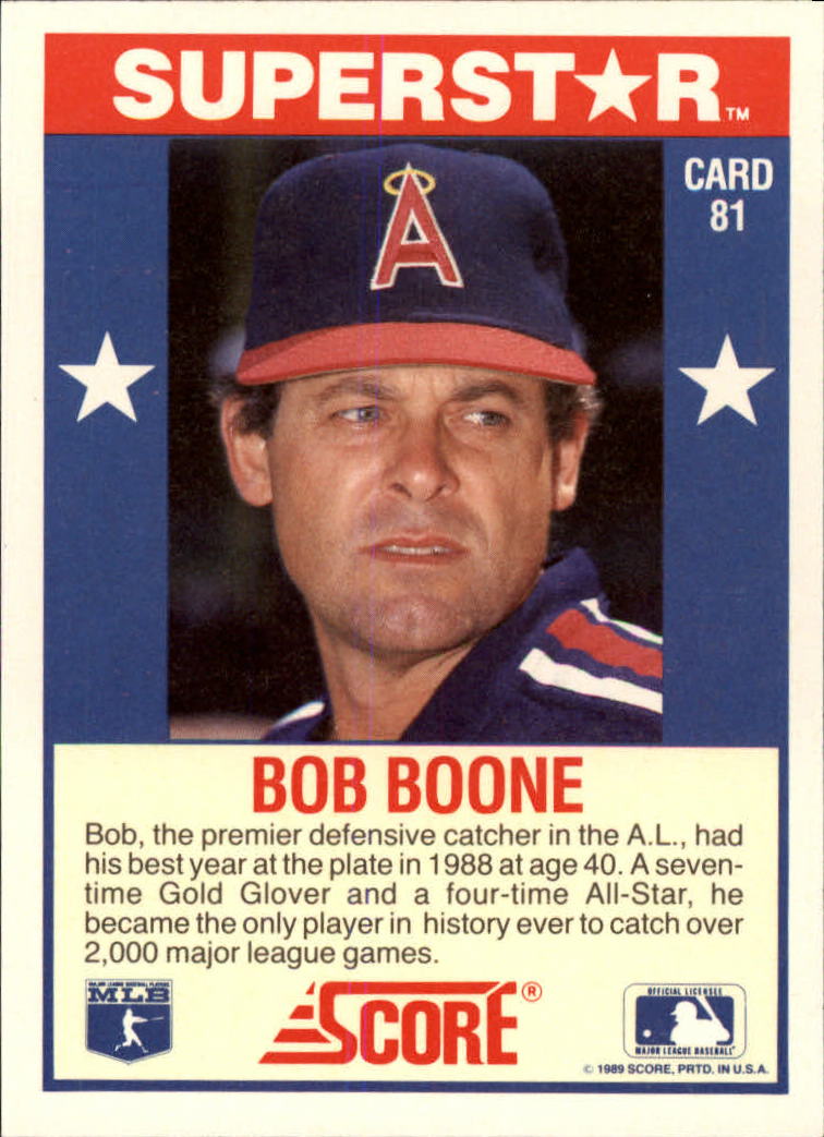 1989 Score Hottest 100 Stars #81 Bob Boone back image
