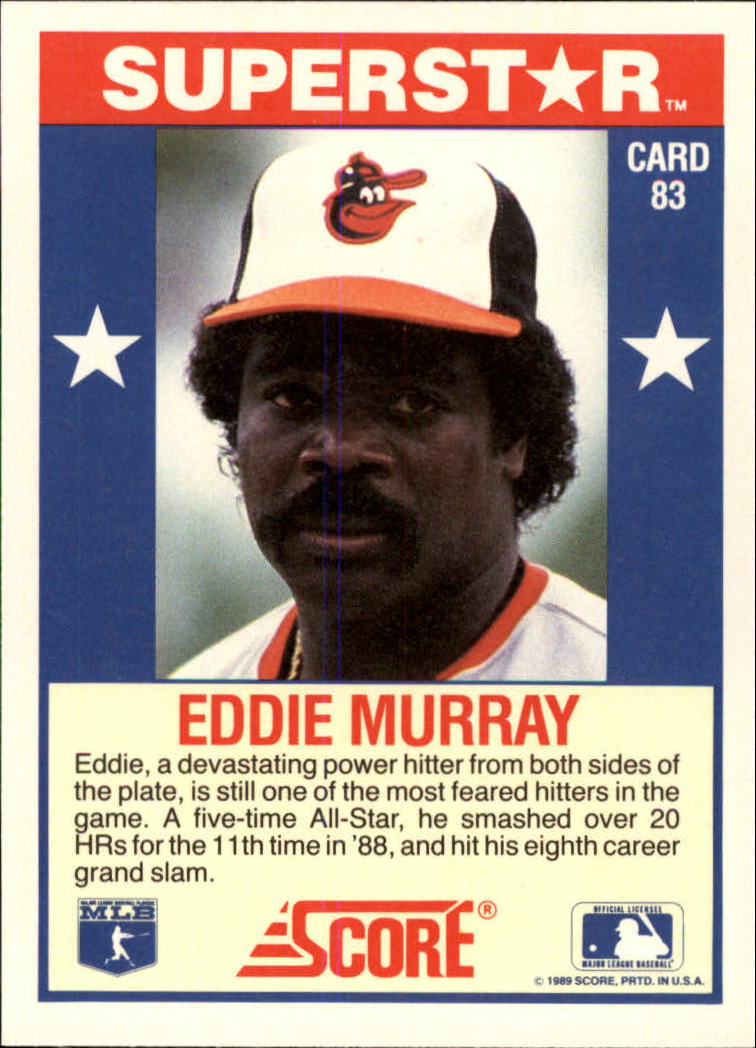 1989 Score Hottest 100 Stars #83 Eddie Murray back image
