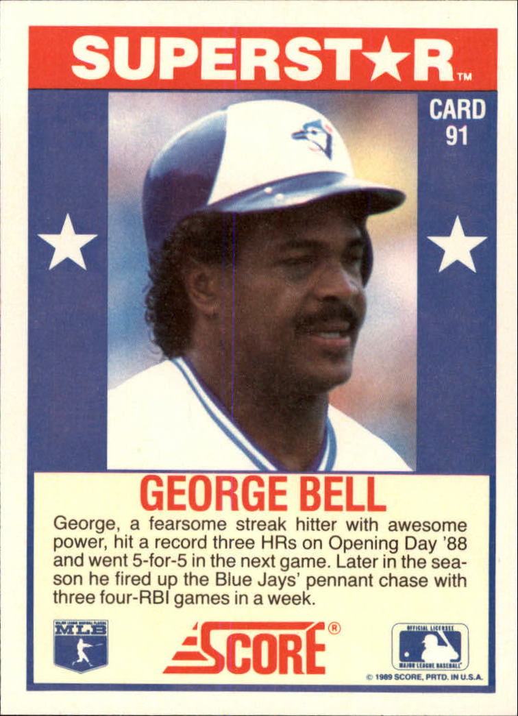 1989 Score Hottest 100 Stars #91 George Bell back image