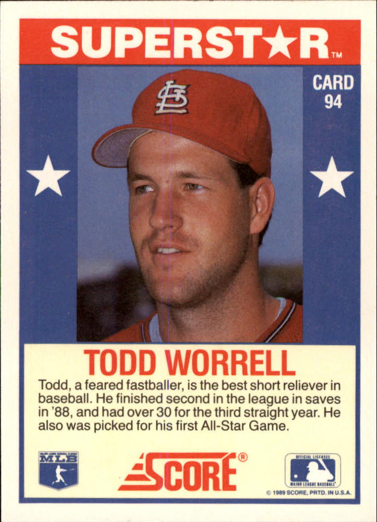 1989 Score Hottest 100 Stars #94 Todd Worrell back image