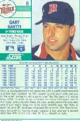 1989 Score #8 Gary Gaetti back image