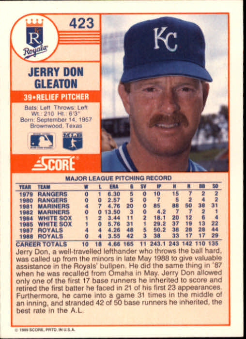 1989 Score #423 Jerry Don Gleaton back image