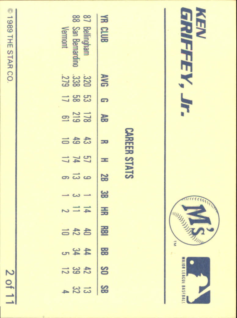 1989 Star Griffey Jr. White-Blue #2 Ken Griffey Jr./Career Stats back image
