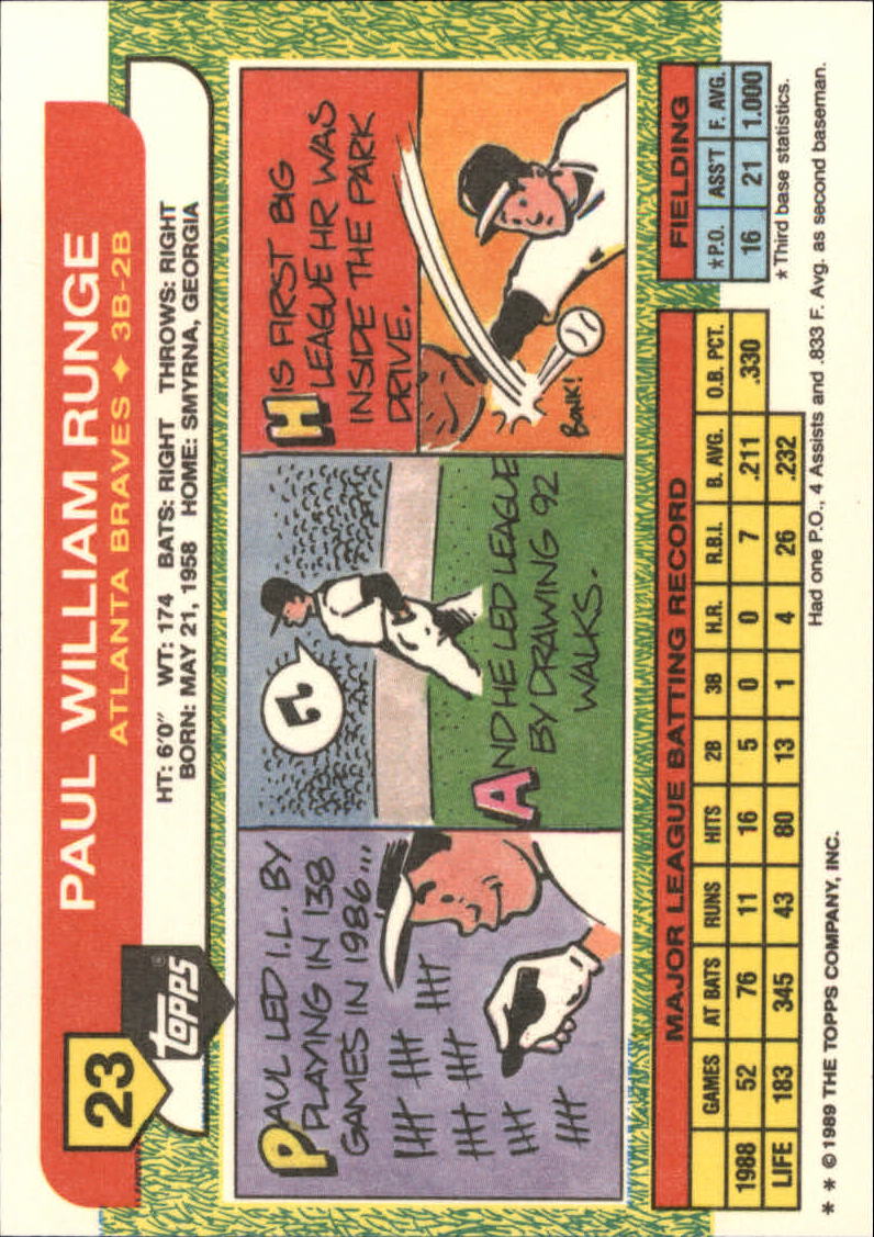 1989 Topps Big #23 Paul Runge back image