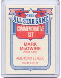 1989 Topps Glossy All-Stars #2 Mark McGwire back image