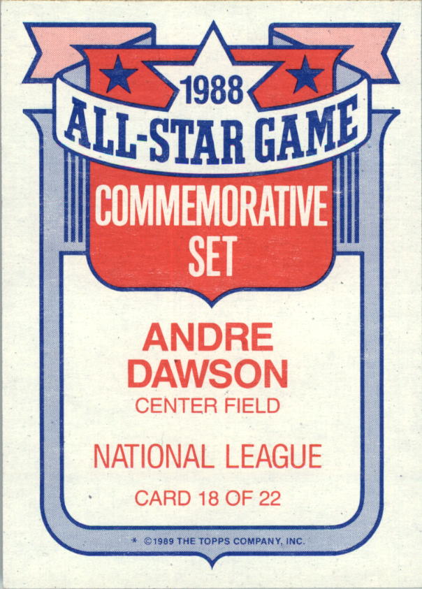 1989 Topps Glossy All-Stars #18 Andre Dawson back image