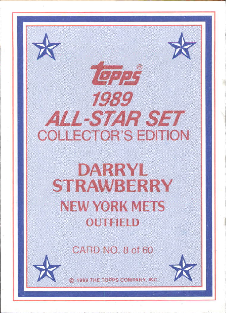 1989 Topps Glossy Send-Ins #8 Darryl Strawberry back image
