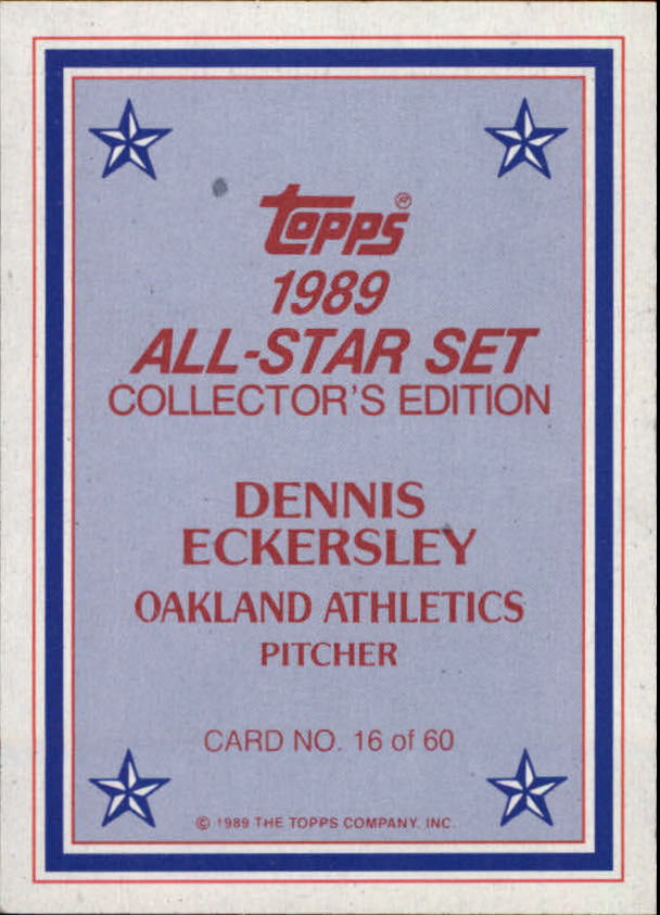 1989 Topps Glossy Send-Ins #16 Dennis Eckersley back image