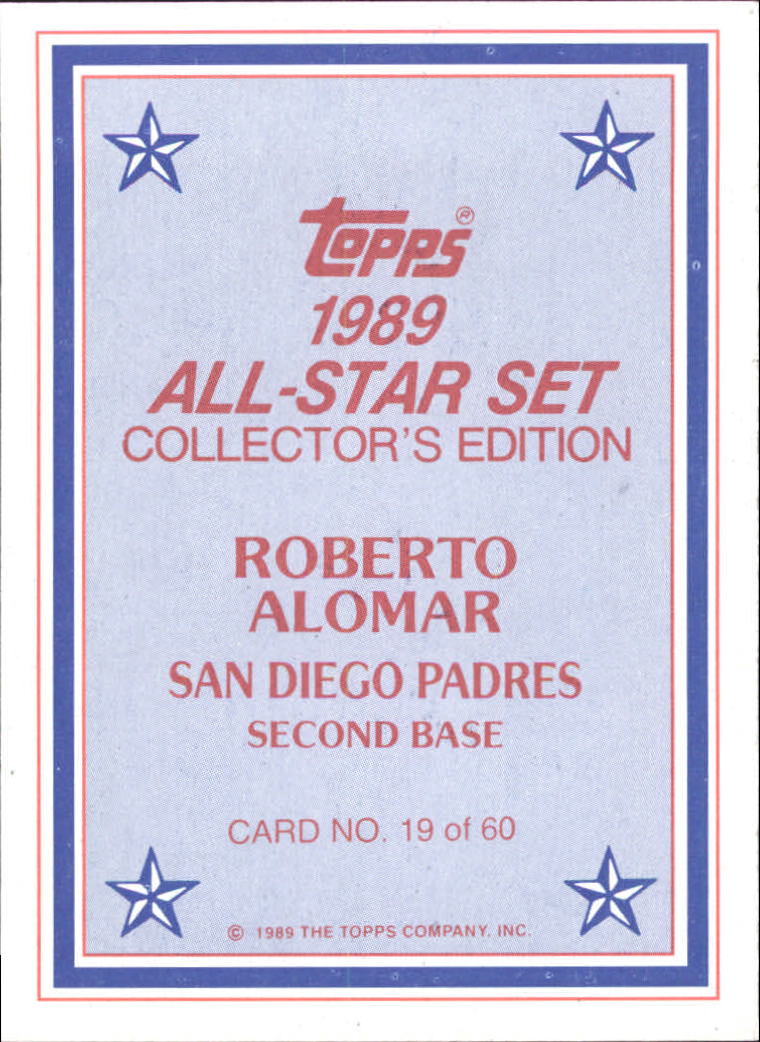 1989 Topps Glossy Send-Ins #19 Roberto Alomar back image