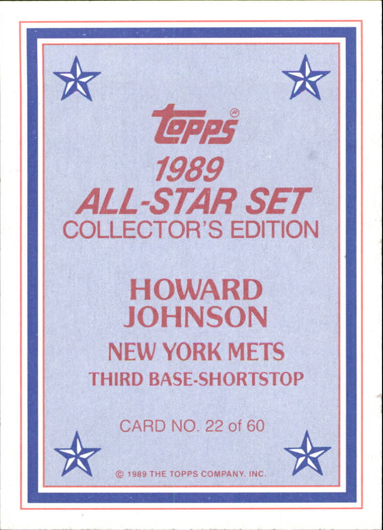 1989 Topps Glossy Send-Ins #22 Howard Johnson back image