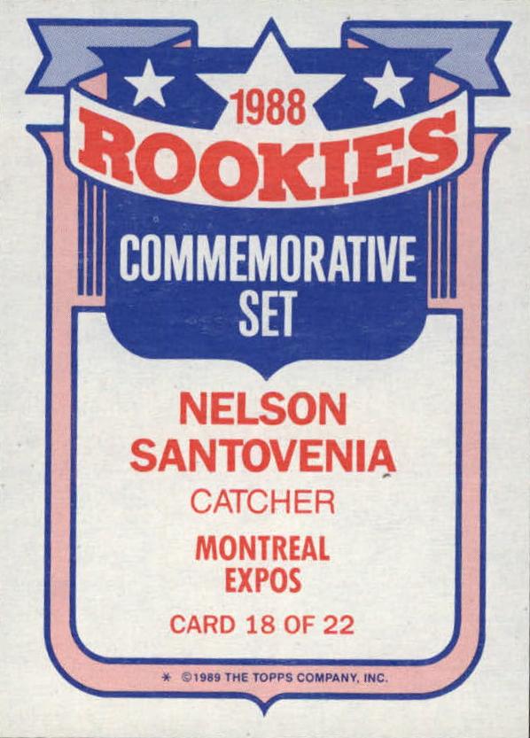 1989 Topps Rookies #18 Nelson Santovenia back image