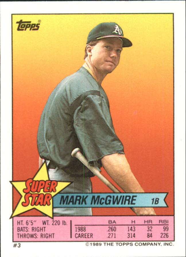 1989 Topps Sticker Backs #3 Mark McGwire back image