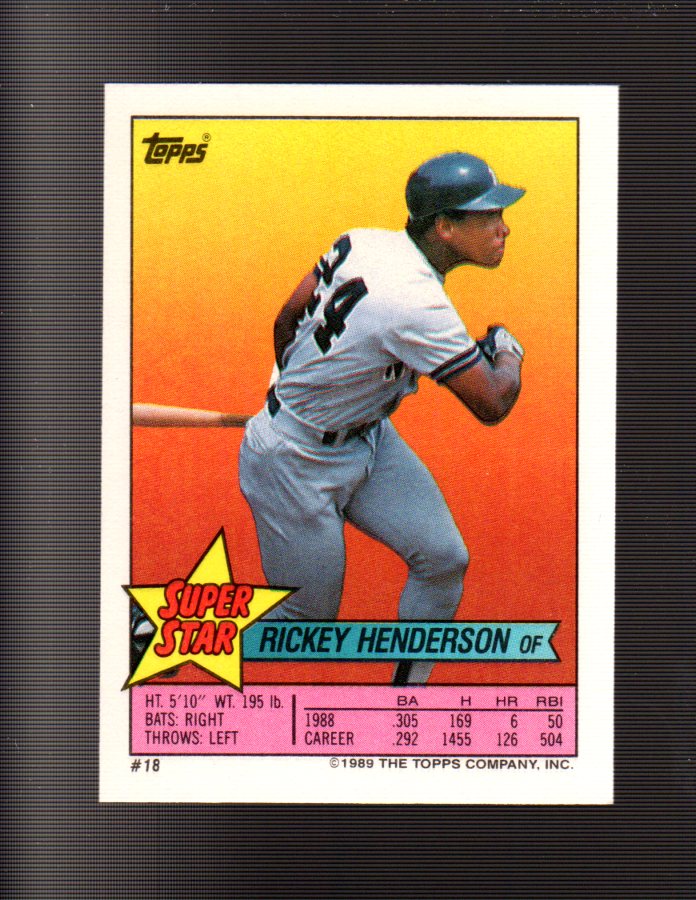 1989 Topps Sticker Backs #18 Rickey Henderson