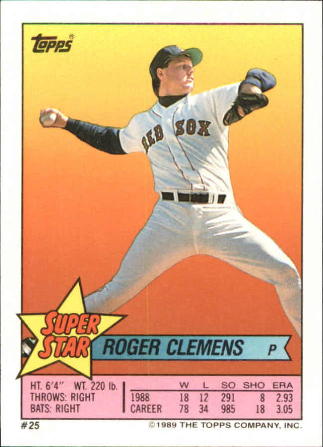 1989 Topps Sticker Backs #25 Roger Clemens back image
