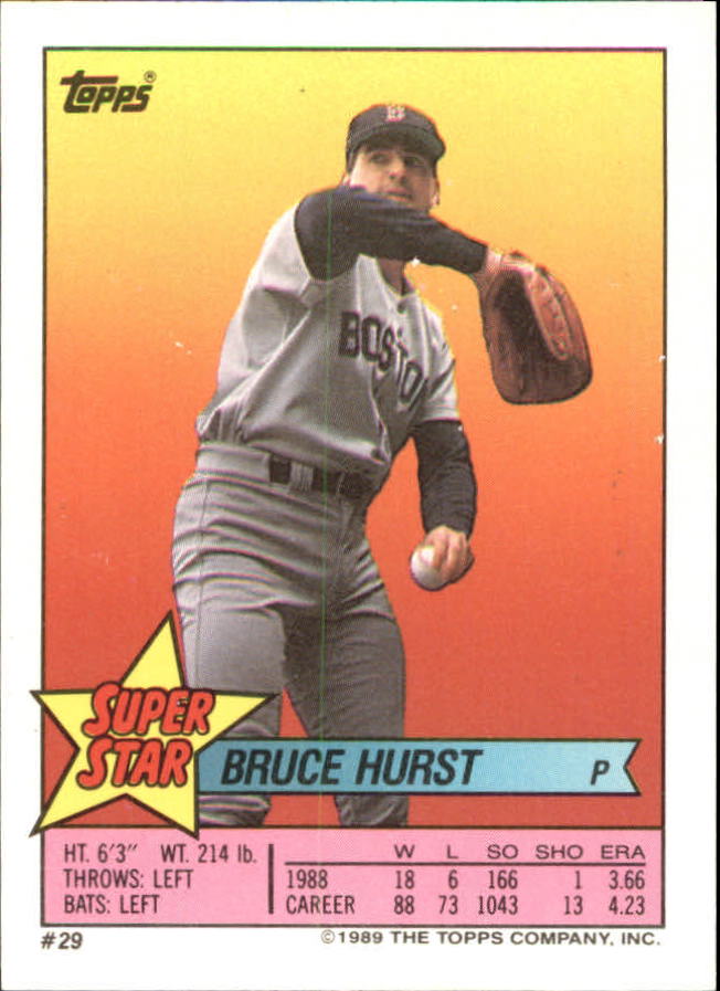 1989 Topps Sticker Backs #29 Bruce Hurst back image