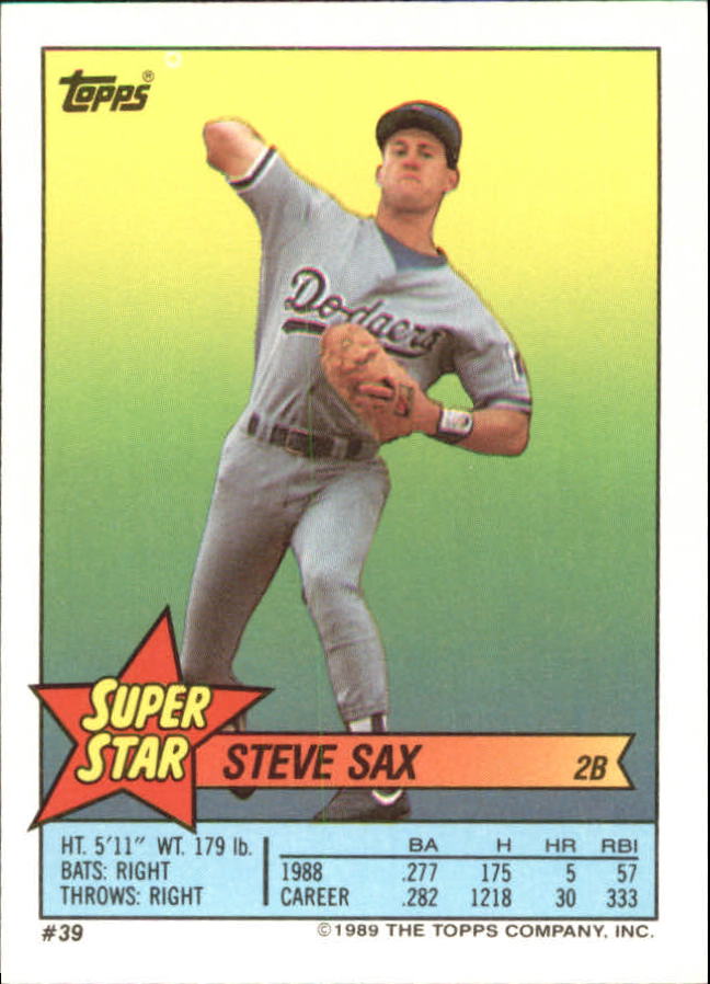 1989 Topps Sticker Backs #39 Steve Sax back image