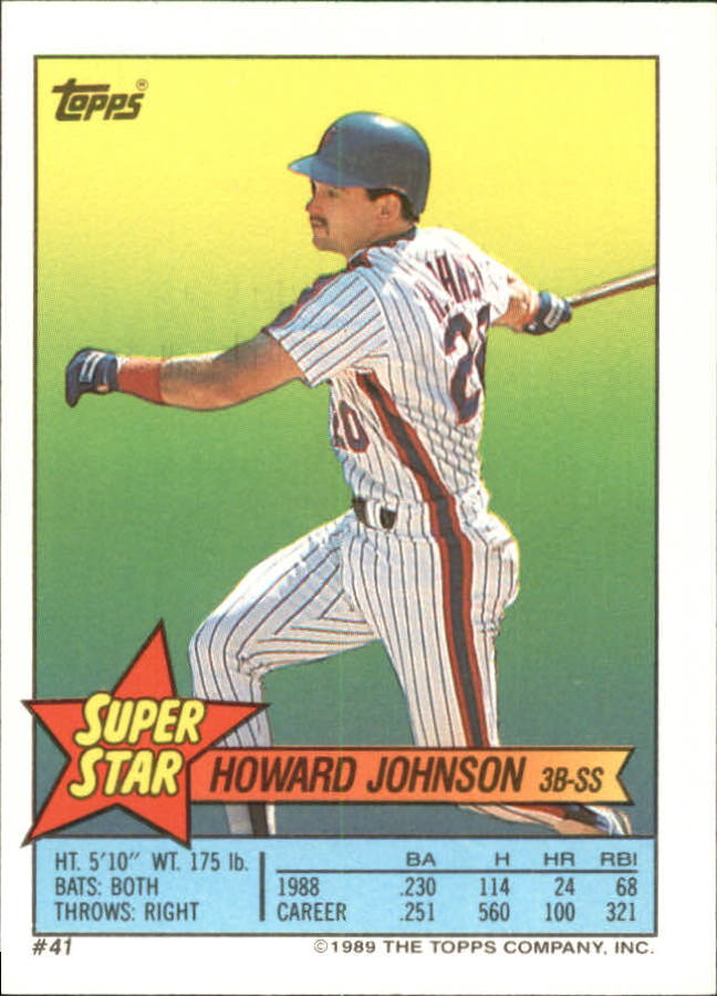 1989 Topps Sticker Backs #41 Howard Johnson back image