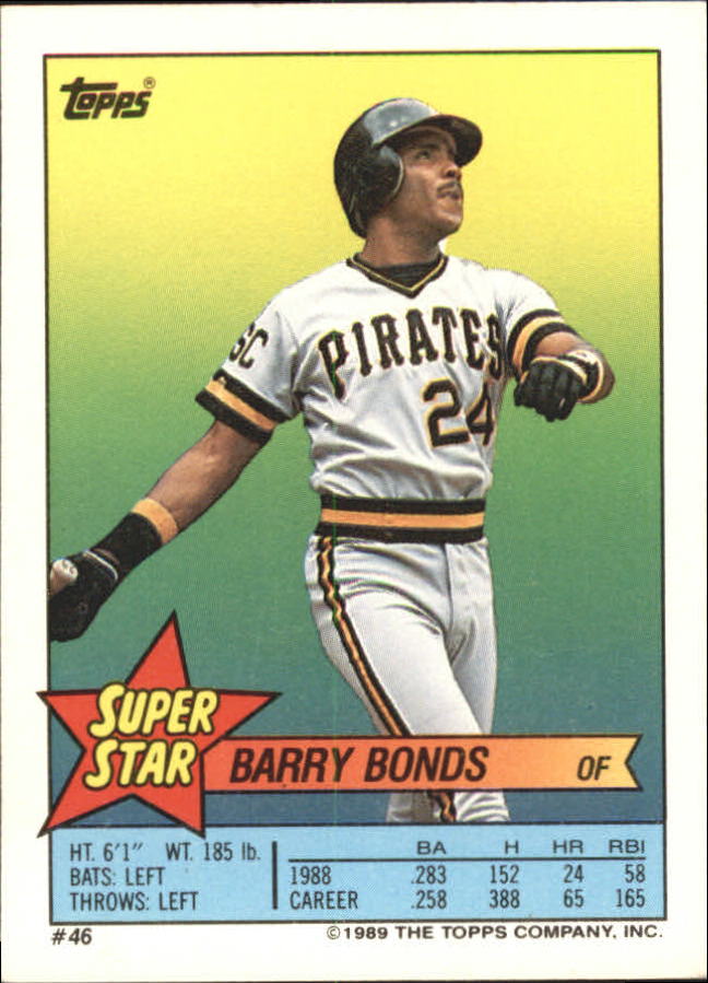 1989 Topps Sticker Backs #46 Barry Bonds back image