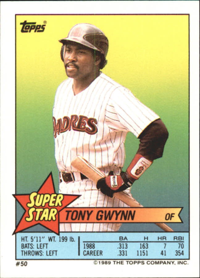 1989 Topps Sticker Backs #50 Tony Gwynn back image