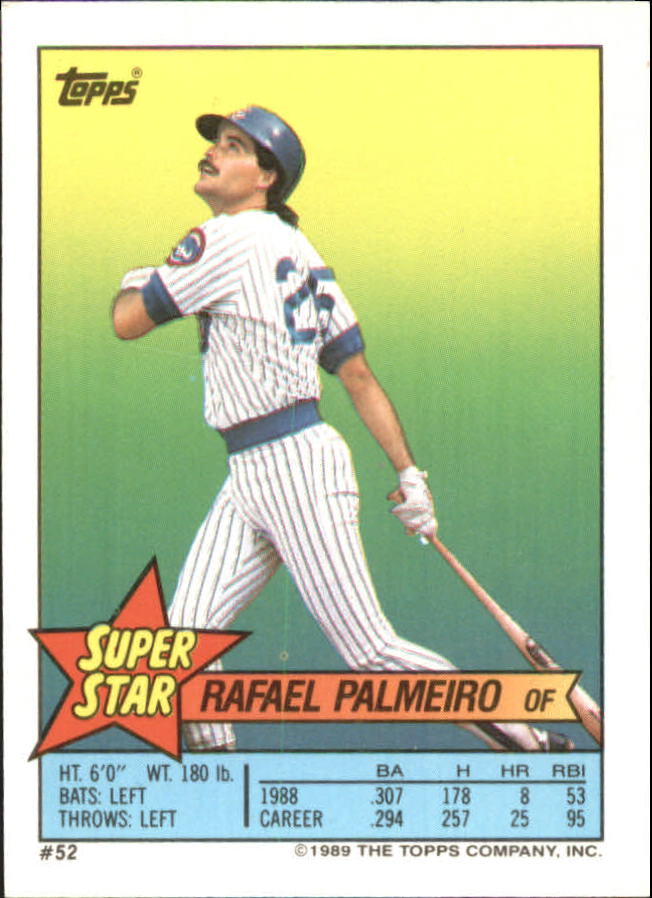1989 Topps Sticker Backs #52 Rafael Palmeiro back image