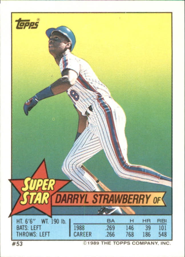 1989 Topps Sticker Backs #53 Darryl Strawberry back image