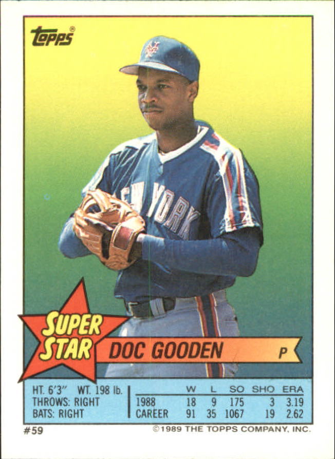 1989 Topps Sticker Backs #59 Dwight Gooden back image