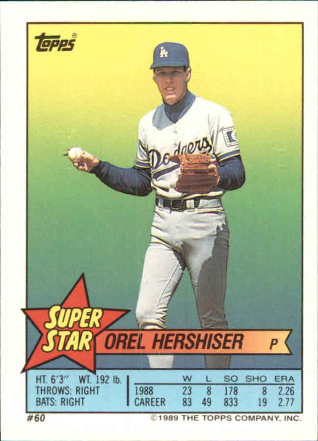 1989 Topps Sticker Backs #60 Orel Hershiser back image